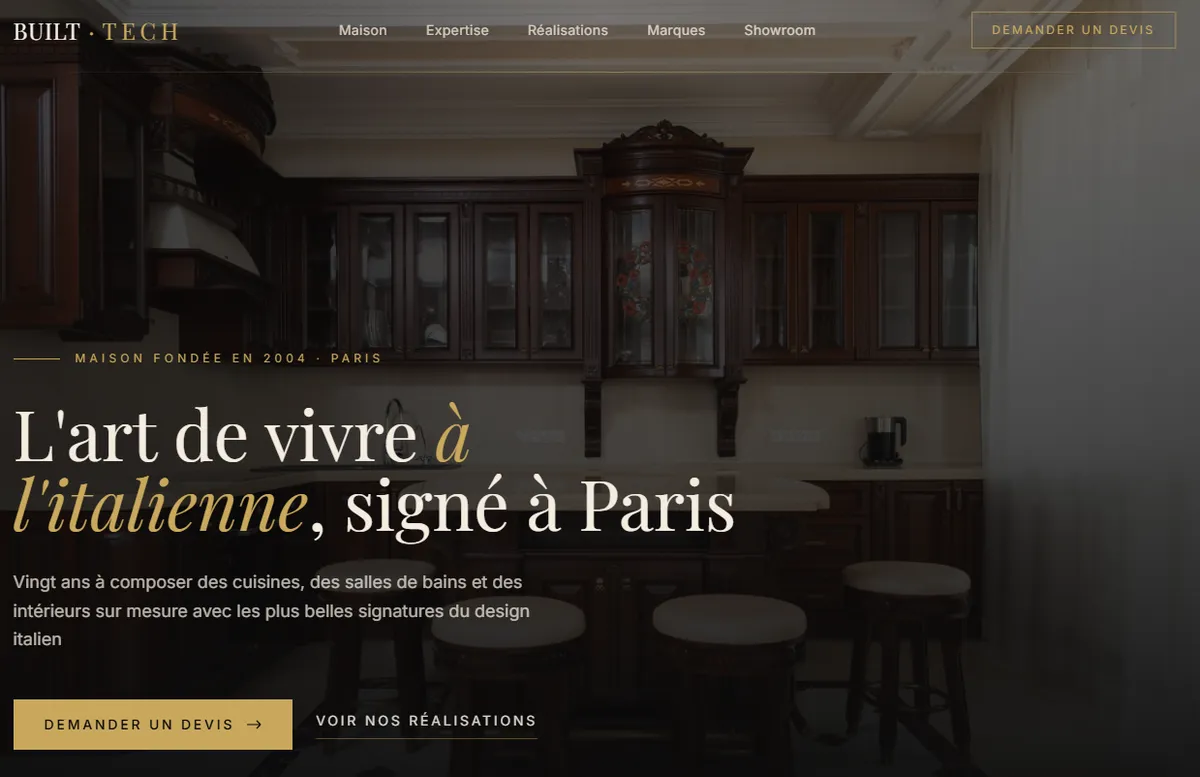 Site web d'agencement et cuisines haut de gamme réalisé par TroisSix