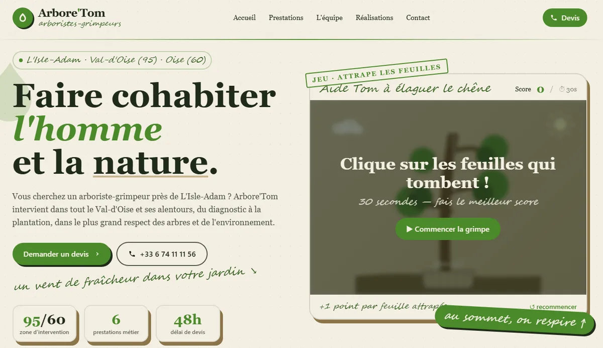Site web d'élagage et arboriste réalisé par TroisSix