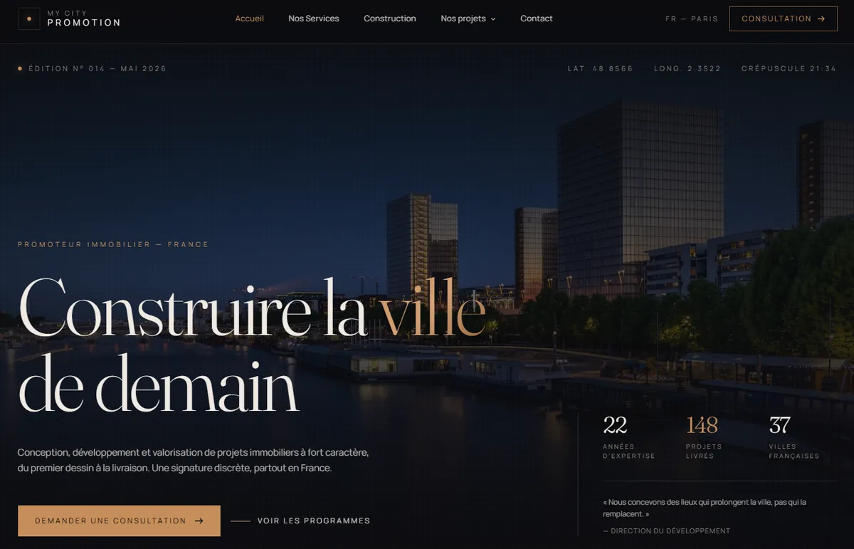 Site web de promotion immobilière réalisé par TroisSix