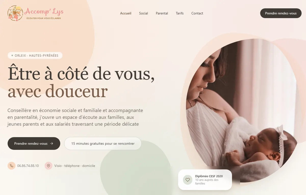 Site web d'accompagnement familial réalisé par TroisSix